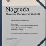 dokument dotyczący otrzymanie nagrody marszałka województwa śląskiego