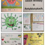 Plakaty dotyczące wiedzy o antybiotykach.