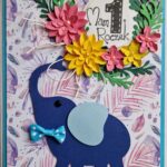 kartka ze słonikiem z okazji pierwszych urodzin