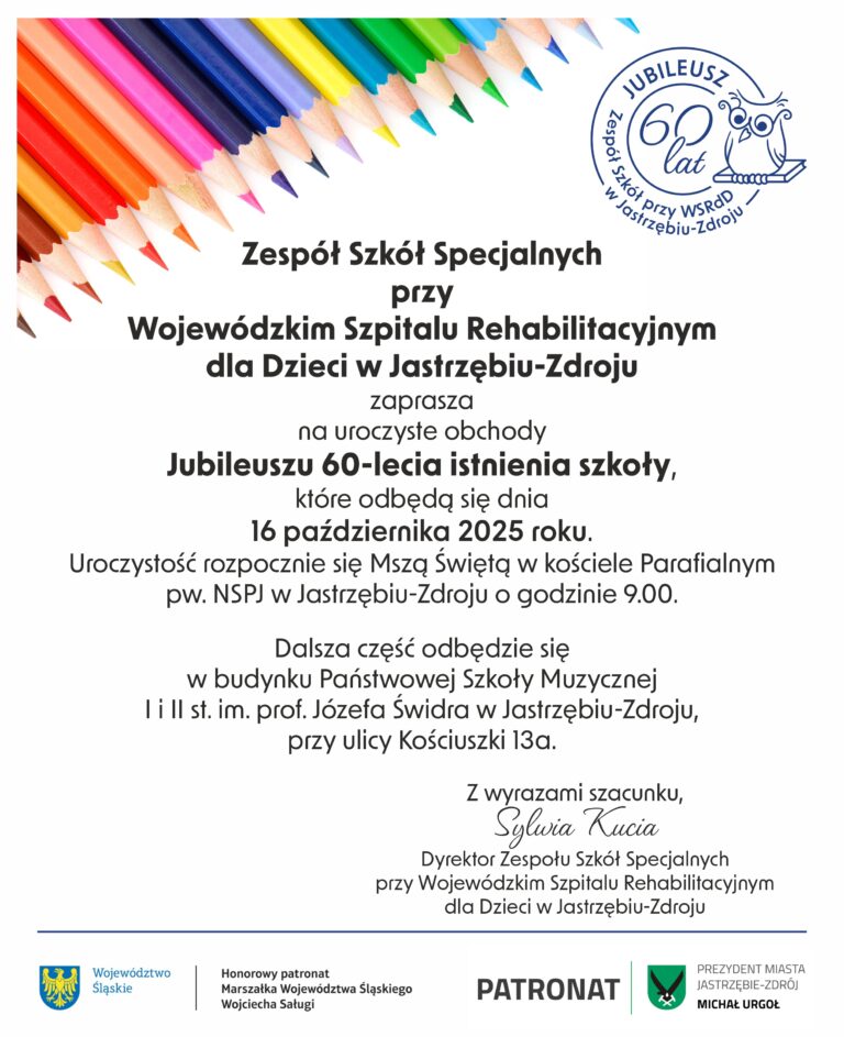 plakat informujący o jubileuszu 60 lat szkoły