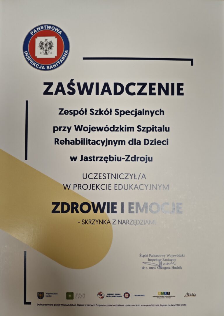 Zaświadczenie Zdrowie i emocje – skrzynka z narzędziami