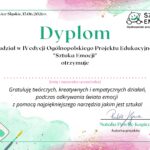 certyfikat za udział placówki w Ogólnopolskim Projekcie Edukacyjnym „Sztuka emocji”